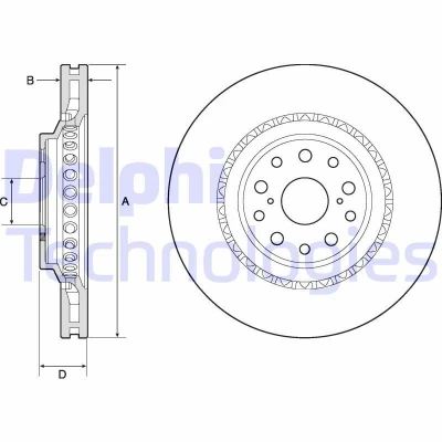 Bild av DELPHI BG9186C Disque de frein 357 34 5 ventilé revêtu non traité sans roulement roue, bague ABS LEXUS: LS IV