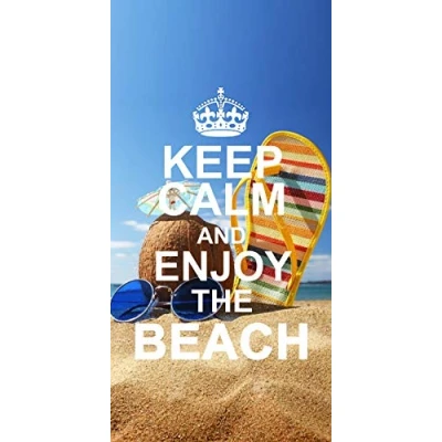 Bild av Miracle Home mikrofiberhandduk Keep Calm Strand 11754, 100% polyester, flerfärgad 95 x 175 cm