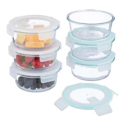 Bild av Relaxdays Livsmedelsbehållare med lufttät lock, set om 6 x 620 ml, glasburkar