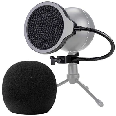 Bild av snöbollsmikrofon popfilter med skumvindruta 4 tum 3 lager mikrofon vindskydd och skum för blå att förbättra ljudkvaliteten av YOUSHARES