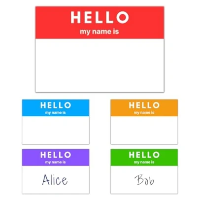 Bild av 250 Stycken Hello My Name Is Sticker, Klistermärken Etikett, 5 Färger 75 x 50 mm
