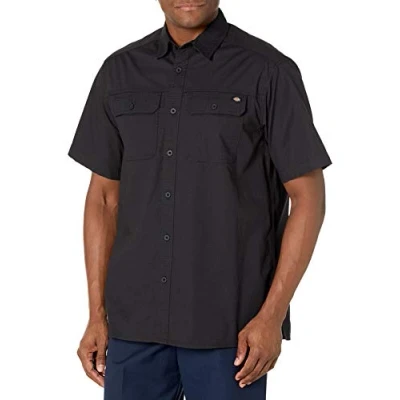 Bild av Dickies Kortärmad skjorta för män, avslappnad passform, med knapp down krage, Svart, M