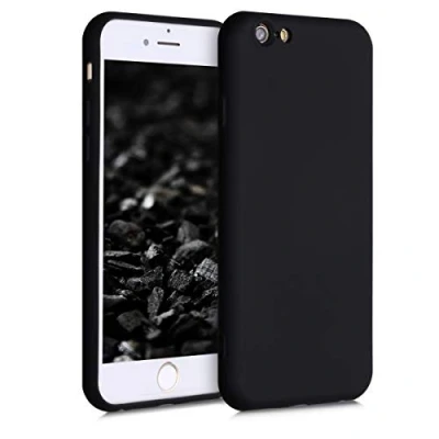 Bild av kwmobile fodral kompatibelt med Apple iPhone 6/6S gummerad TPU silikon mobiltelefonfodral skyddsfodral för trådlös laddning i matt svart