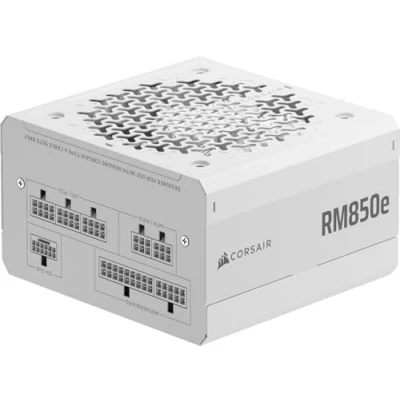Bild av CORSAIR RM850e (2025) Helmodulärt Tystgående ATX Nätaggregat med 12V 2x6 Kabel 3.1 och PCIe 5.1 Kompatibelt, Cybenetics Gold Effektivitet, 105C Klassade Kondensatorer Vit