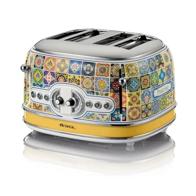 Bild av Ariete 156 Positano brödrost, 1630 W, 4 skivor, 6 nivåer av förgyllning, smulbricka, avfrostningsfunktion, automatisk utstrålning, utan tänger