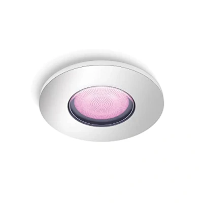 Bild av Philips Hue Xamento: infälld spotlight för badrum, silver, White and Color Ambiance, GU10, Zigbee &amp; Bluetooth, IP44, 350 Lumen, 2000 6500 Kelvin + 16 miljoner färger, 1 pack