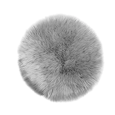 Bild av Teppich Wölkchen fårskinnsmattor fuskpäls mattor imitation Vardagsrum Sovrum fluffig matta Tvättbar pälsmatta, sittdyna, dekorativ päls till stol, soffa, säng Grått 45 cm Runt