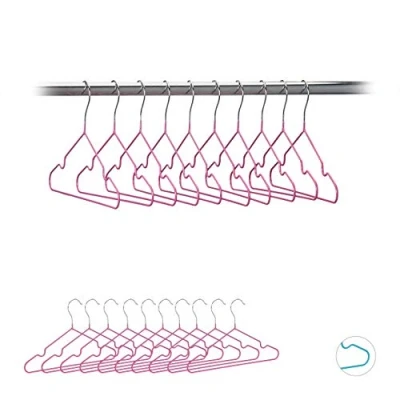 Bild av Relaxdays, rosa barnklädhängare i set om 20, platsbesparande trådhängare, babyhängare med skåror, PVC belagda, 30 cm, förkromat järn, 20