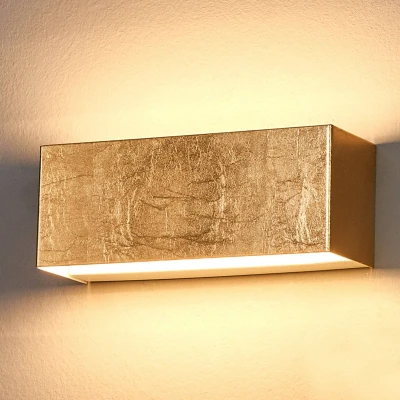 Bild av Lindby LED vägglampa, vägglampa inomhus &#039;Quentin&#039; (modern) i Guld av metaller för hall (1 lamor, glödlampor ingår) väggspotlight, vägglampor sovrum/vardagsrum