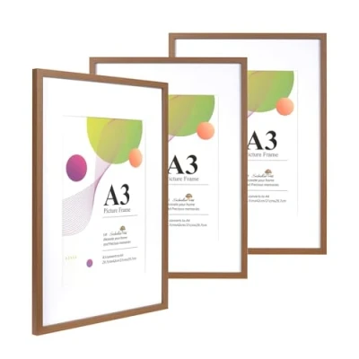 Bild av Scholar Tree A3 brun ram 3 pack bildram, bruna bildramar 29,7 x 42 cm, fotoramar med vägghängning, i trä A4 montering