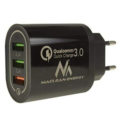 Bild av Maclean MCE479 QC 3.0 Universal USB laddare 3xUSB laddningsadapter Strömförsörjning med snabbladdningsfunktion Adapter 1x Quick Charge 3.6 6V / 3A 6 9V 2A 9 12V 1.5 2X 5V 2.1A (Svart)