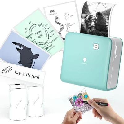 Bild av Phomemo Miniskrivare, M02 Pro Tiny Printer 300 DPI miniskrivare för smartphone, fickskrivare, bluetooth, termoskrivare med 3 pappersrullar, dekalskrivare studieanteckningar, foton, etiketter