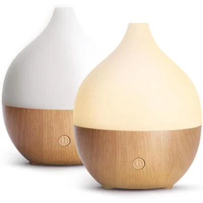 Bild av SALKING Doftspridare 100 ml liten aromaterapi ultraljud diffusor med automatisk avstängningsfunktion, varmvit träådring för hem, kontor, ml, 2 pack