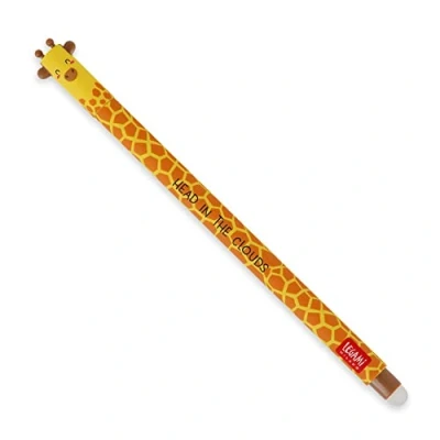 Bild av LEGAMI Giraff Raderbar gelpenna, med kula på änden för att radera bläcket utan skada bladet, värmekänsligt svart bläck, spets Ø 0,7 mm