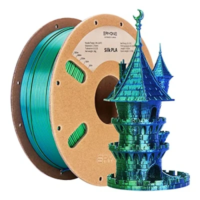 Bild av Eryone Dubbelfärgat PLA filament i silke, 1,75 mm, 3D skrivarfilament, PLA, dimensionell noggrannhet +/ 0,05 1 kg spole, blå och grön