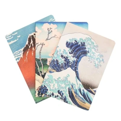 Bild av Grupo Erik Hokusai Pack Of 3 A5 Notebooks Notebook Notepads Notepad Cute Stationery Gifts The Great Wave Off Kanagawa