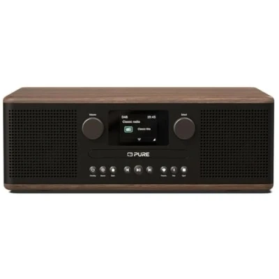 Bild av Pure Classic C D6 musiksystem (CD spelare, DAB+/FM, Bluetooth, AUX, USB, larm och sömntimer) kaffe svart/valnöt