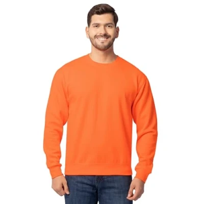 Bild av Fruit of the Loom Eversoft Fleece tröjor, herr, fukttransporterande och ventilerande, crewneck, Orange (Safety Orange), 3XL