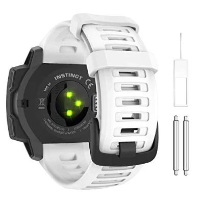 Bild av MoKo Strap Compatible with Instinct/Instinct Solar/Tactical/Instinct 2 GPS Smartwatch, 22mm Soft Silicone Sport Replacement Watch Band Wristband, Tundra White