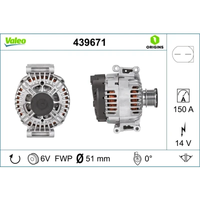 Bild av VALEO 439671 Alternateur 14V 150A MERCEDES BENZ: Classe C Break, Berline, E Berline
