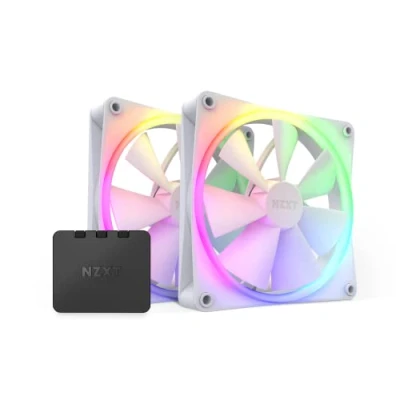 Bild av NZXT F140 RGB Fans RF R14DF W1 Advanced Lighting Customization Whisper Quiet Cooling Twin (RGB Fan &amp; Controller INCLUDED) 140mm White