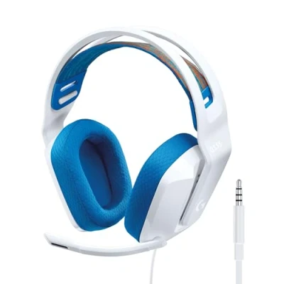 Bild av Logitech G335 trådbundet spelheadset, med mikrofon mikrofon, 3,5 mm ljuduttag, öronsnäckor minneskum, lätt, kompatibel PC, PlayStation, Xbox, Nintendo Switch Vit