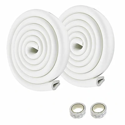 Bild av HIMRY® 4 meter u format glasbord kantskydd skydd, bord möbler kanter svamp kudde stötskydd, baby säkerhet skrivbord anti kollision ränder (2 x 2 m) off vit KXD7003 white