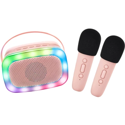 Bild av Lalarma Karaokeset med LED ljus &amp; 2 Mikrofoner, Rosa