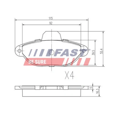 Bild av FAST FT29005 Jeu de plaquettes frein Essieu avant préparé pour indicateur d&#039;usure FIAT: Qubo, 500 3 portes, Panda II 5 LANCIA: Y, Y10