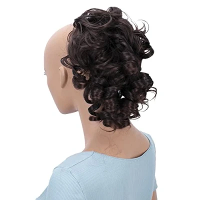 Bild av CAISHA Hårstycke Scrunchie Updo Frisyrer Voluminös Lockigt Bulle Brun Mix G4L