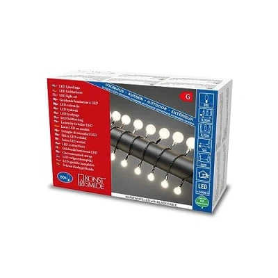 Bild av Konstsmide 3680107 LED globetljus kedja med små och stora runda dioder, för utomhusbruk (IP44)/VDE testad/24 V extern transformator / 80 varma vita dioder/svart kabel
