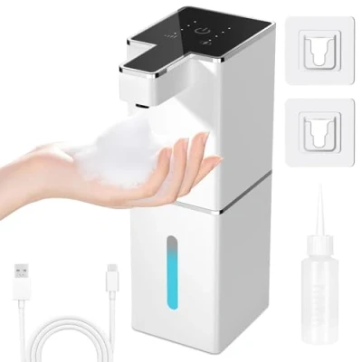 Bild av RDDAIPE 380 ml automatisk skumtvålpump, tvålpump, tvålpump med sensor, väggmontering, ingen beröring, borrning, elektrisk tvåldispenser för badrum, kök, kontor
