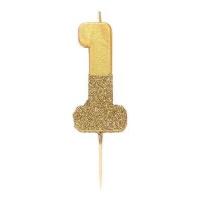 Bild av Guldglitter nummer ett 1 födelsedagsljus kvalitet stor tårtdekoration söt, glittrande och elegant perfekt för milstolpar årsdag 18:e, 21:a, 30:e 40:e 60:e 70:e 80:e 90:e 100!