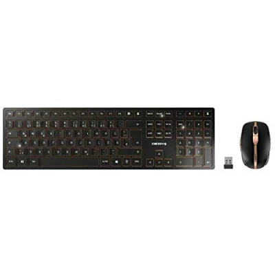 Bild av CHERRY DW 9000 SLIM, trådlöst tangentbord och mus set, internationell layout, QWERTY tangentbord, laddningsbara batterier, SX saxmekanism, viskande tyst tangenttryckning, svart brons