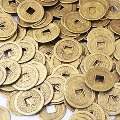 Bild av fengshuisale 50 st Feng Shui I Ching Coins Fortune Coin Dia:20 mm (0,8 tum) W Free Red String Bracelet by