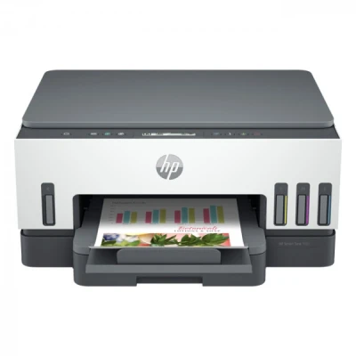 Bild av HP Smart Tank 7005 multifunktionsskrivare (skrivare, skanner, kopiator, WLAN, AirPrint, duplex, inklusive bläck i upp till 3 år), grå, vit in 1
