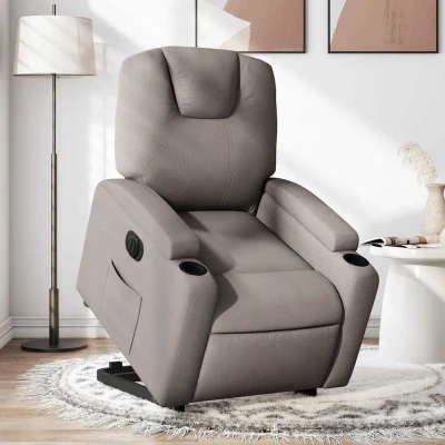 Bild av Elektrisk reclinerfåtölj med uppresningshjälp taupe tyg