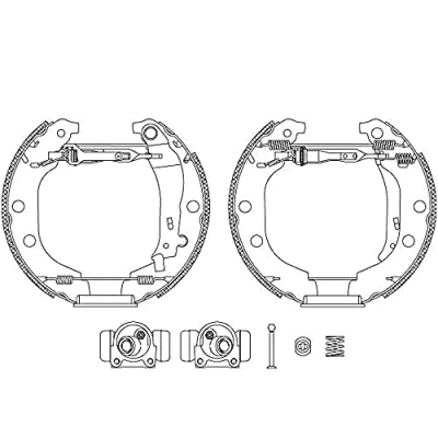 Bild av HELLA Shoe Kit Pro 8DB 355 004 371 de freins, freins à tambours avec cylindre roue, élément d&#039;ajustage PEUGEOT: 406 Berline, Break