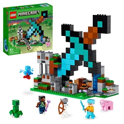 Bild av LEGO Minecraft Svärdsutposten Byggleksak med Vaktpostsoldat, Väktarkrigare och Creeper Minifigurer, Presentidé för Pojkar Flickor över 8 år 21244