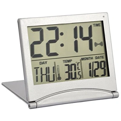 Bild av TRIXES Skrivbordsklocka silver digital LCD skärm larm och snooze funktion