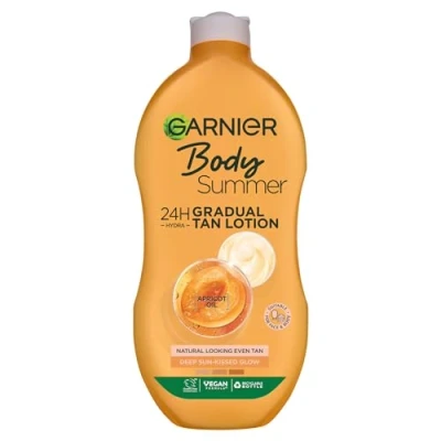 Bild av Garnier Sommarkropp gradvis självbrun fuktkräm mörk, återfuktande solkräm för en lysande solkysst solbränna, aprikos, 400 ml, 1 pack