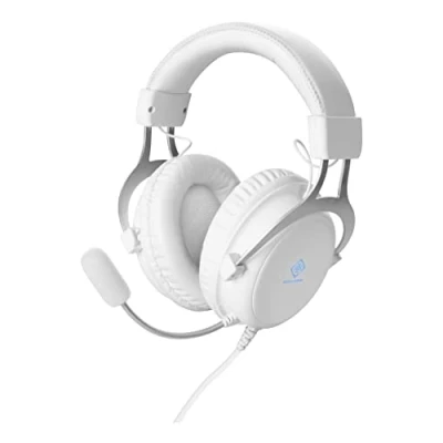 Bild av DELTACO Gamer Headset PC PS4 Switch Xbox One adapter ingår, runda örondrivrutiner Ø57 mm stereoljudsreducering, 2 x 3,5 jack (ljud, mikrofon) volymhjul, orange LED via USB, 5 års garanti, vit