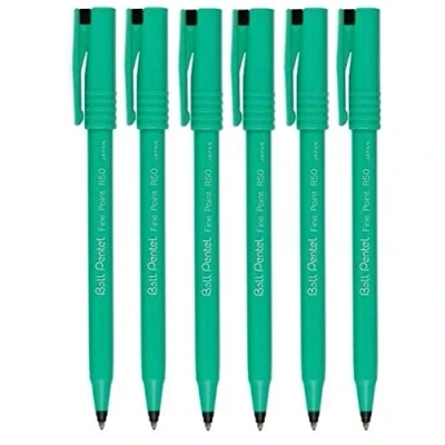 Bild av Pentel Svart R50 bläckpenna penna fin 0,8 mm vadderad spets 0,4 linjebredd 77 % återvunnen (paket med 6)