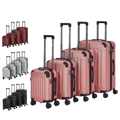 Bild av Arebos Resväska, set om 4, ABS hårt skal, Trolley resväskset, teleskophandtag, inkl. dragkedjalås, 360 hjul I S M L XL, Roséguld, 76.0 Zentimeter, Resväska med skal