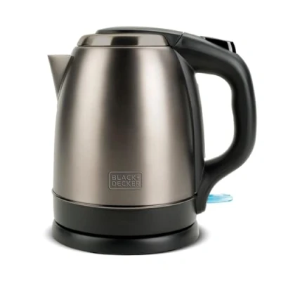 Bild av BLACK+DECKER BXKE2202E Elektrisk vattenkokare 2200 W, 1,2L, 360º svängbar bas lämplig för vänsterhänta, ergonomiskt handtag, automatisk avstängning, synlig vattennivå, öppningsknapp