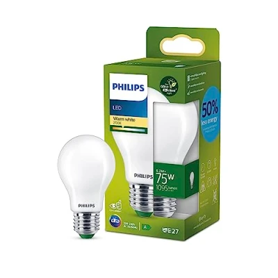 Bild av Philips LED Ultra Efficient, Extremt energisnål klassisk ljuskälla, 75W, A60, E27, 2700 kelvin, frostat glas, 50.000 timmar livslängd