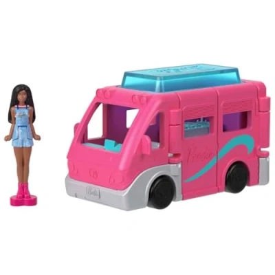 Bild av Barbie Mini BarbieLand set med docka och leksaksfordon, på 4cm drömhusbil fungerande dörrar samt pool som ändrar färg, HYF39