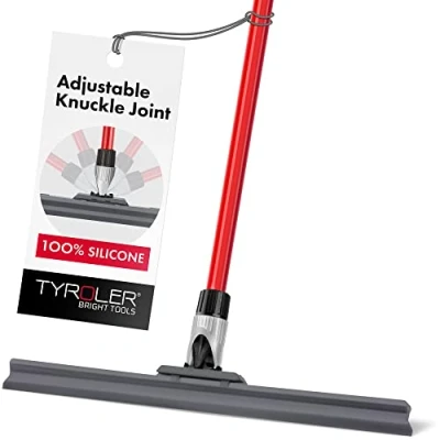 Bild av Tyroler Bright Tools patenterade golv squeegee tålbar 45 Cm, solid 100% silikon, lång 4 delar handtag 140 husterbar knogfog bäst för tvätt, torkning, badrum, våtrum,