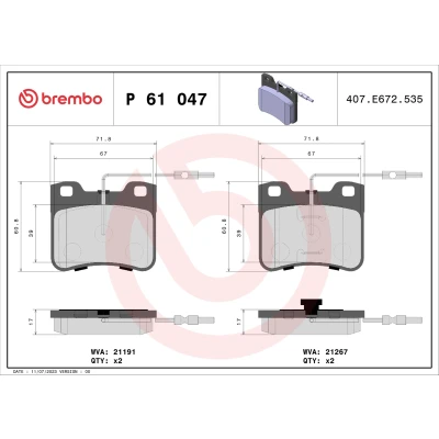 Bild av BREMBO P 61 047 Jeu de plaquettes frein contact signal d&#039;usure inclus sans accessoires PEUGEOT: 106 II 3/5 portes, I portes