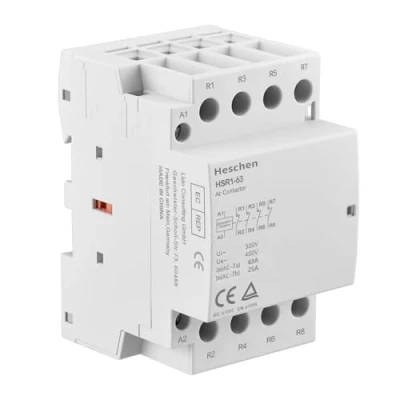 Bild av Heschen Hushåll AC kontakt, HSR1 63, 4 polig fyra normalt stängd, 220 V/240 V spolspänning, 35 mm DIN skenmontering